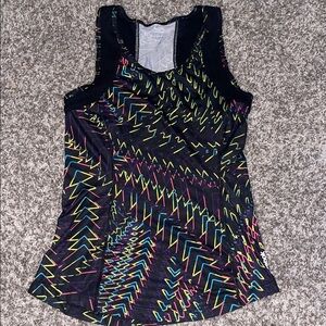 Reebok play dry Black Multicolor Geometric Tank Top